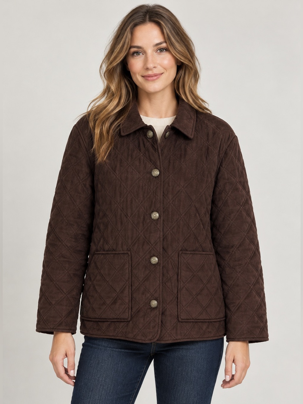 Vintage Lauren Ralph Lauren Quilted Equestrian Barn Jacket Brown - Ladies L